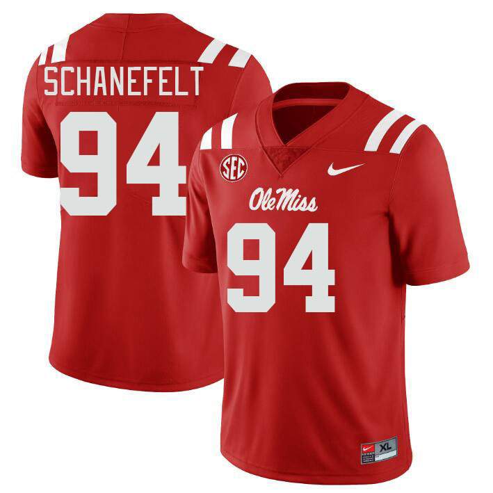 Men #94 Christian Schanefelt Ole Miss Rebels College Football Jerseys Stitched Sale-Red